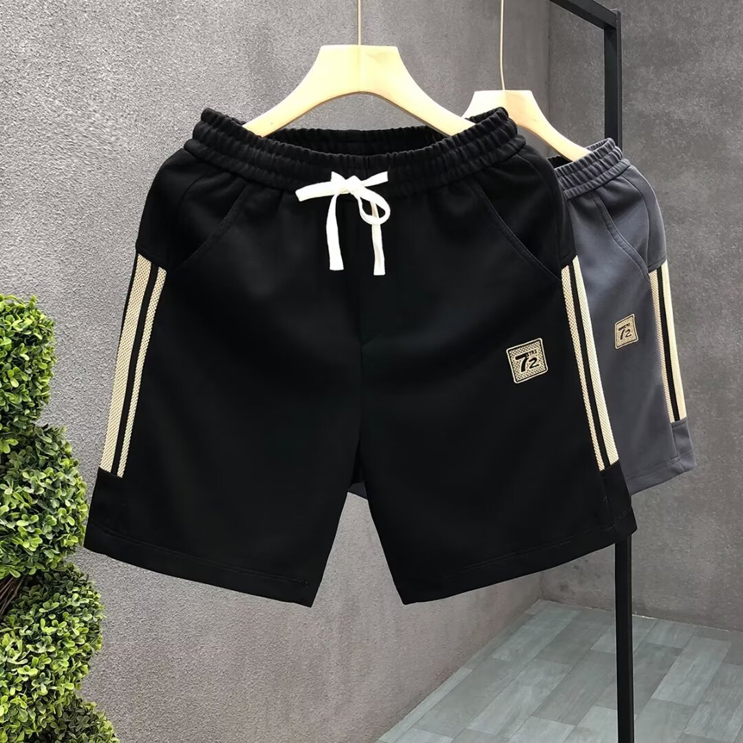 Men's Black Embroidered Casual Shorts Trendy Summer Outerwear Sports Pants New Style_viptrois.com