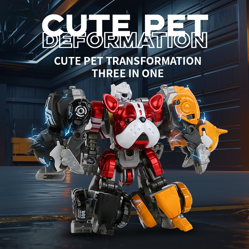 Transformation Dog Alloy Triple Transformation Warrior Robot Model Adornos Niños Juguetes Transfronterizo TEMU