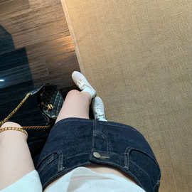 Hhyii 摩登旧绪 复古春夏高腰百搭防走光A字半身牛仔裙裤女