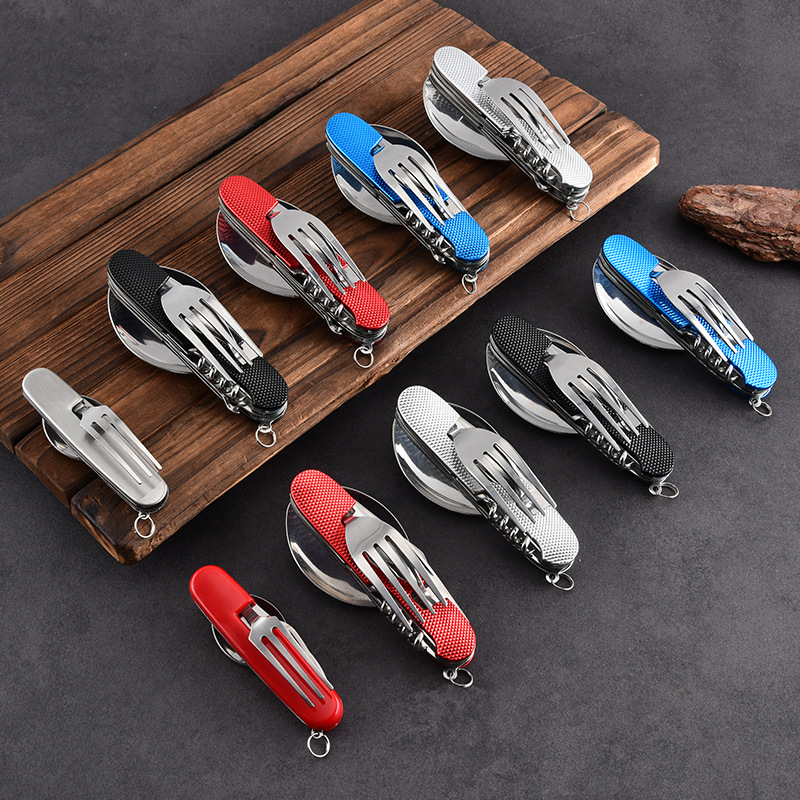 Multifunctional Detachable Six-Piece Knife, Fork, and Spoon Set, Foldable Knife and Fork Set, Multifunctional Knife, Gift Knife