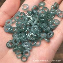 天然高冰透蓝水翡翠跑环玉环DIY文玩佛珠饰品配饰手机链手链吊坠
