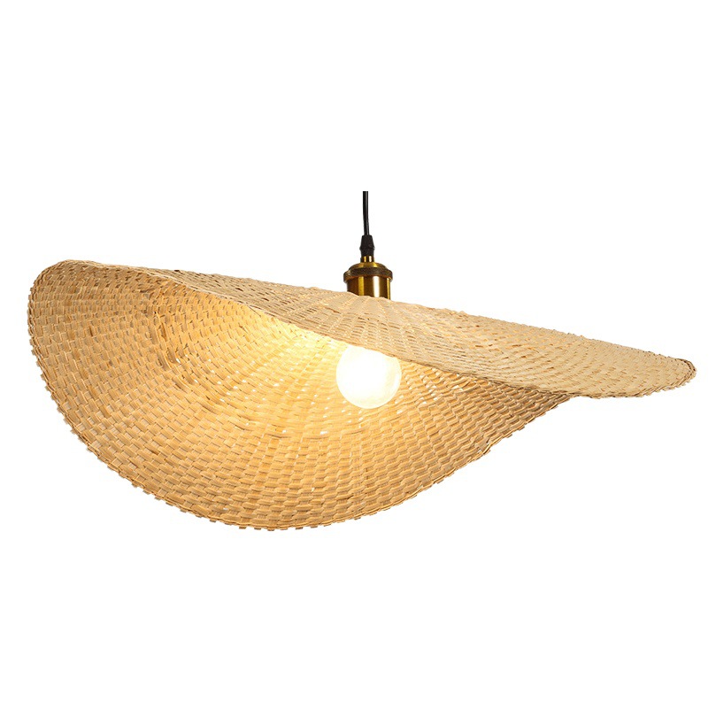 Lámpara tejida de bambú nuevo salón de té chino Zen lámparas japonesas del sudeste asiático personalidad creativa lámpara de sombrero de paja escalera lámpara de Bambú