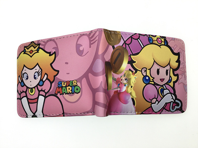 Nuevo Super Mary cartera corta Super Mario estudiante unisex pu cuero Snap cartera