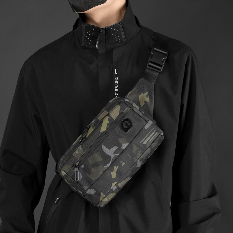 WEPOWER nuevo bolso de cintura para hombres, bolso de pecho de moda casual para hombres de negocios, bolso de hombro para viajar al aire libre, mochila de trampolín inclinado