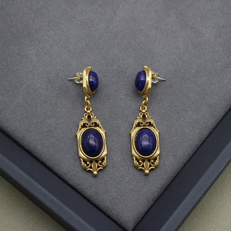  organic earrings, copper blue classic silver needle, european style, silver 925 sample, 24 carat, french style