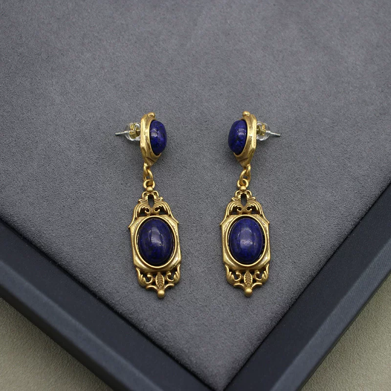  organic earrings, copper blue classic silver needle, european style, silver 925 sample, 24 carat, french style