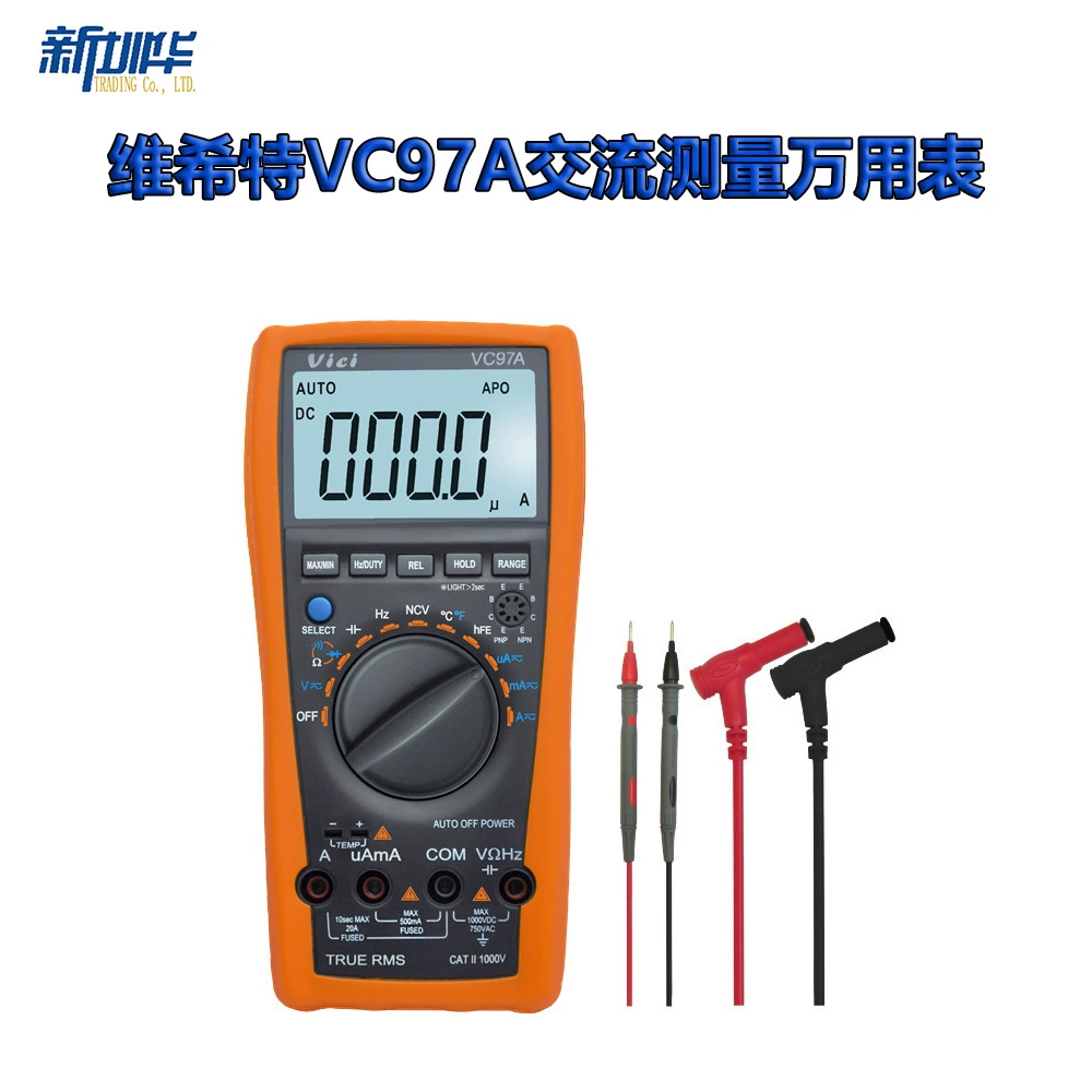 Мультиметр Wichter VC97A с автоматическим цифровым дисплеем с защитой от ожогов, многофункциональный для измерения переменного тока, напряжения, тока, сопротивления, температуры
