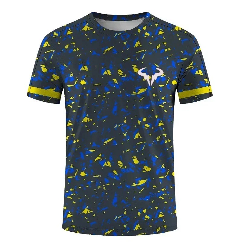 2025 venta caliente moda toro cuerno 3D impresión digital para hombres deportes deportes suelta transpirable manga corta cuello redondo camiseta
