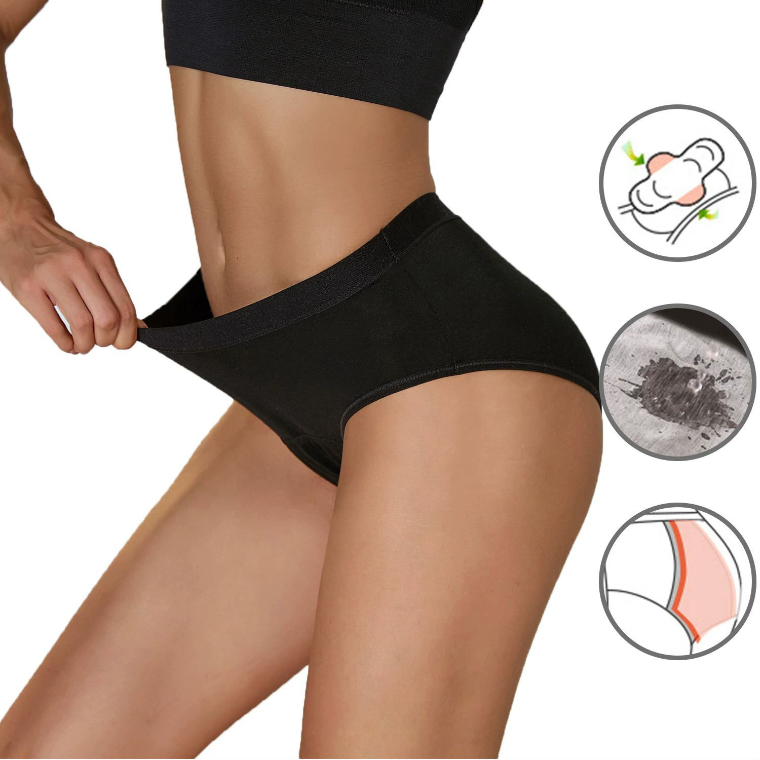 Physiological underwear, plus size, mid rise, increased thickness, wholesale