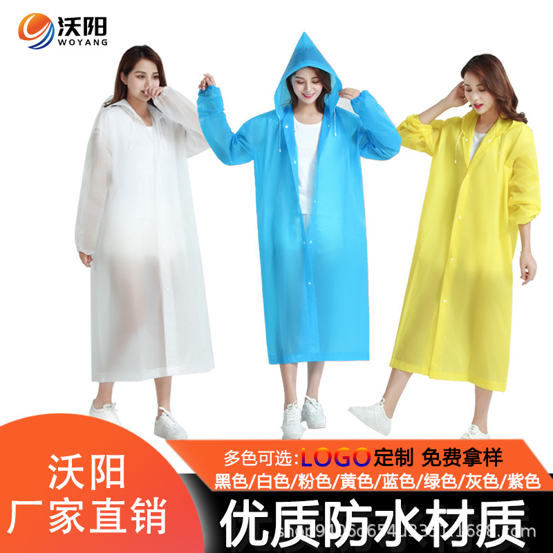 Non-Disposable Eva Raincoat Thickened and Lengthened 18 Silk Drawstring Frosted Adult Full-Body Rain Poncho One-Piece Hiking Outdoor