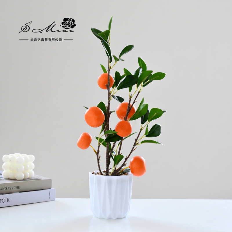 Flor artificial estilo rural fruta artificial bonsai decoración interior fábrica fuente directa flor artificial entrega de una pieza cuenca artificial image 10