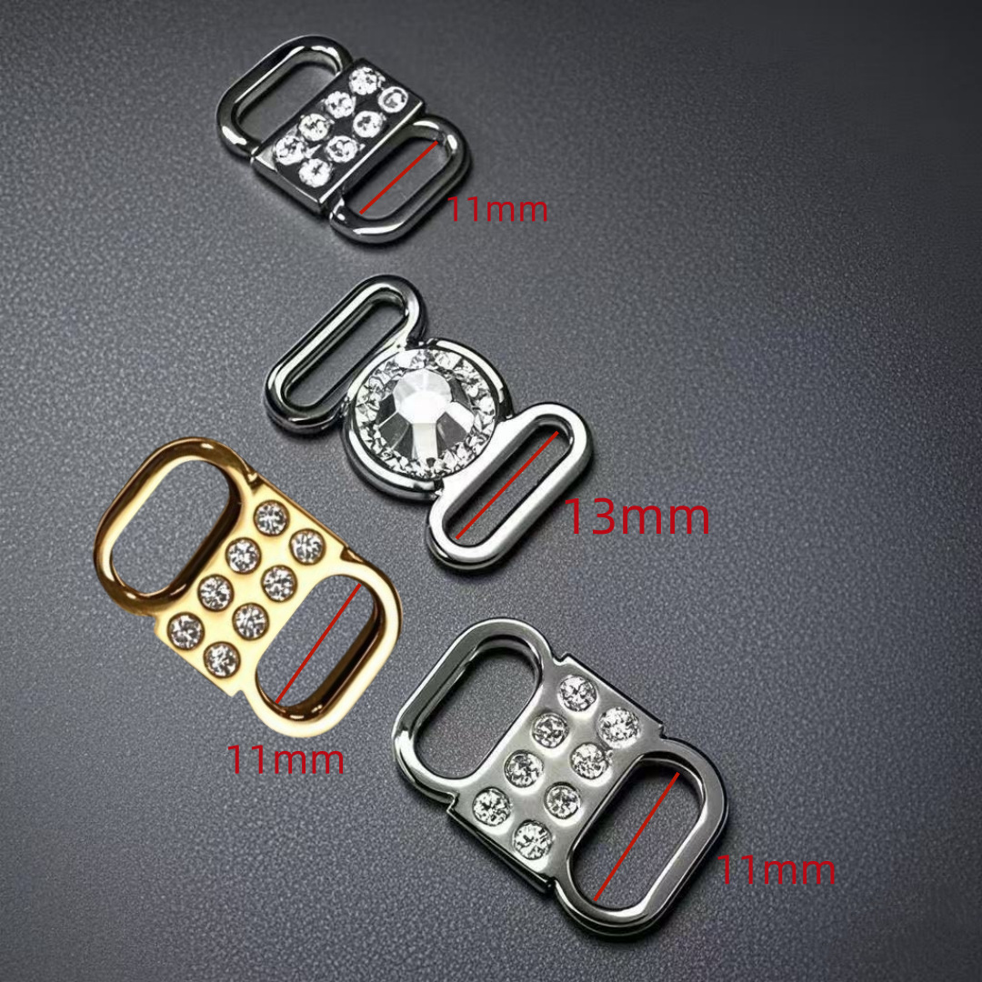 Zinc alloy swimsuit chest connector buckle with A diamond decoration, toy accessory, bag and clothing accessory, metal buckle