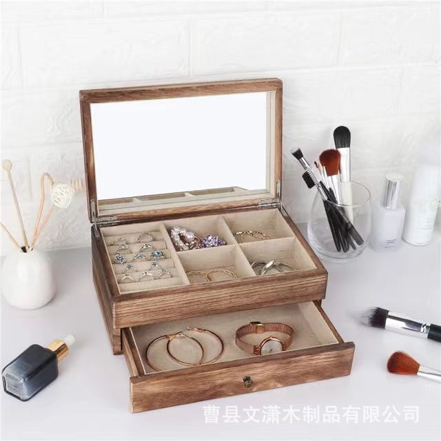 Double-layer storage system from natural wood