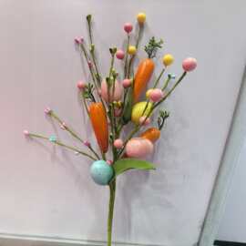 仿真复活节彩蛋胡萝卜藤条装饰摆件 节日家居插花装饰品