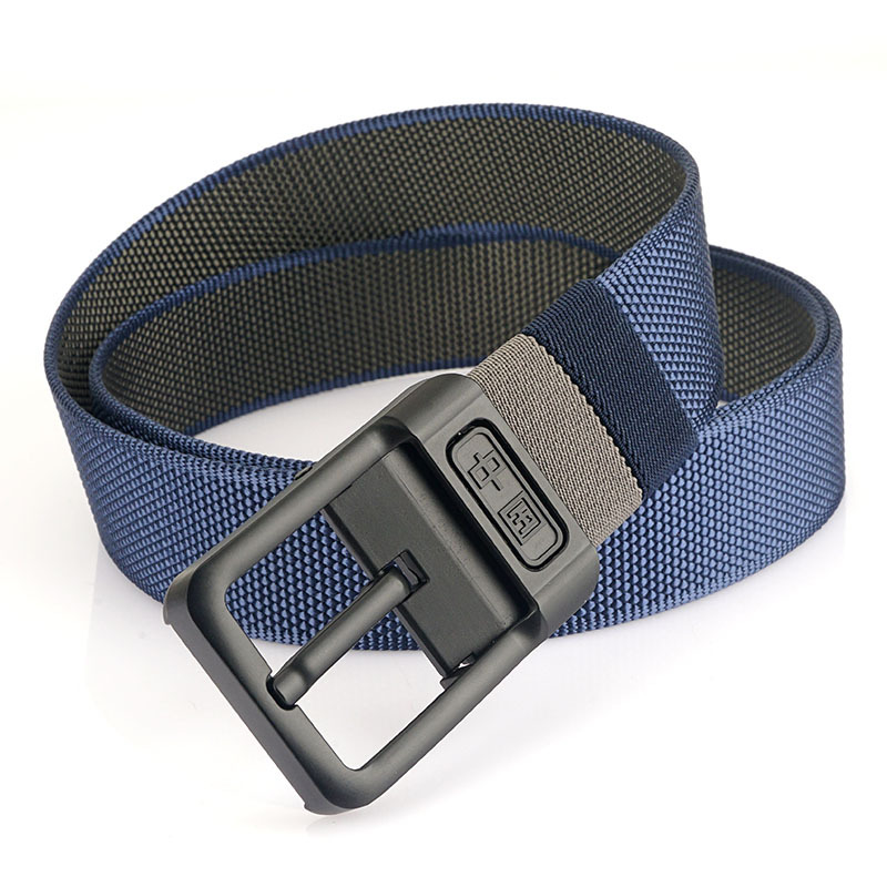 [Doble cara de doble uso] nueva hebilla giratoria cinturón de nylon de dos colores para jóvenes y de mediana edad casual cinturón de pantalones de lona de todos los partidos