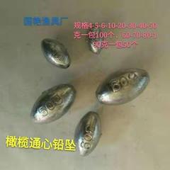 Wholesale fishing sinkers, olive-shaped spinning rod through sinkers, through olive fishing tackle sinkers, bullet sinkers