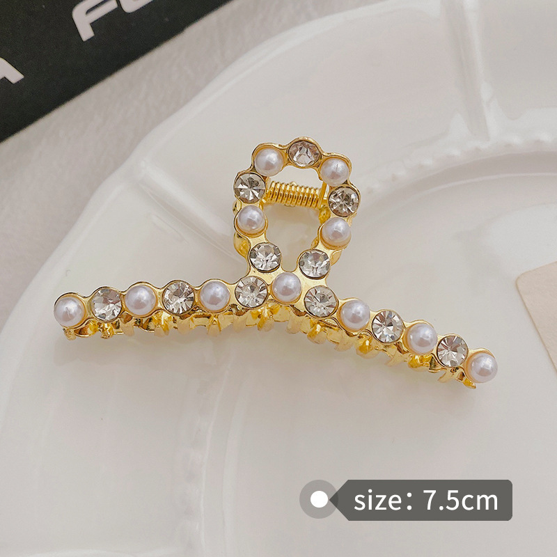 Pinza de cabello metálica coreana de alta sujeción con diseño retro