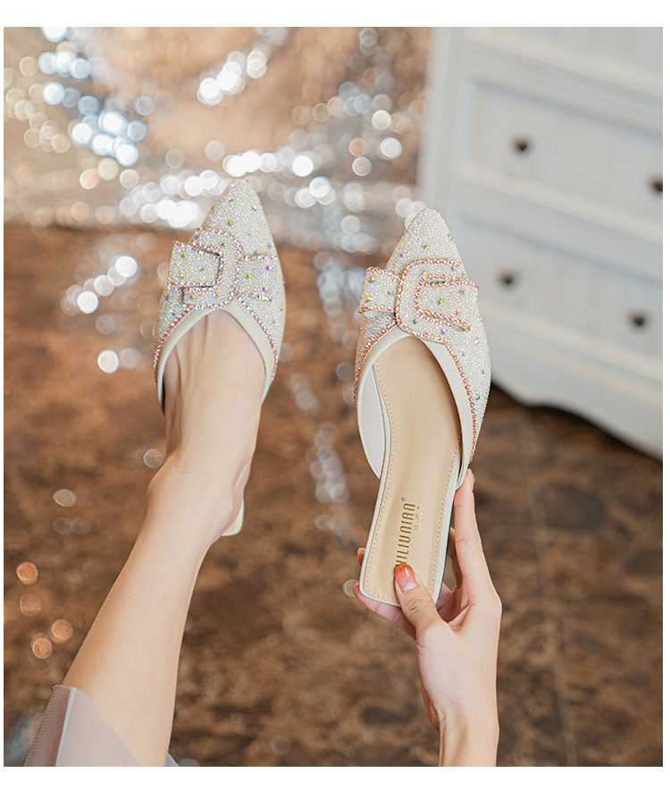 2023 spring and summer new outerwear all-match net red low-heeled sandals pointed toe Muller drag_voghion.com