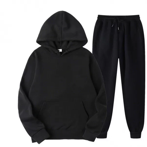 2025 Cross-Border Men's Spring and Autumn Solid Color Suit Hooded Sweatshirt Suit Trendy Casual Sports Two-Piece Suit