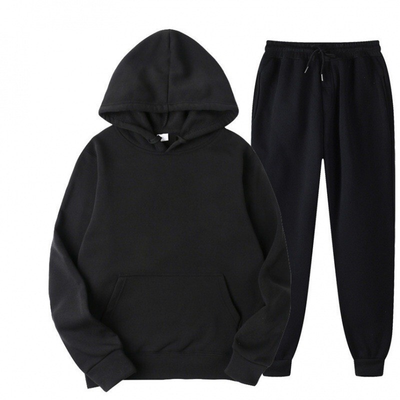 2025 Cross-Border Men's Spring and Autumn Solid Color Suit Hooded Sweatshirt Suit Trendy Casual Sports Two-Piece Suit
