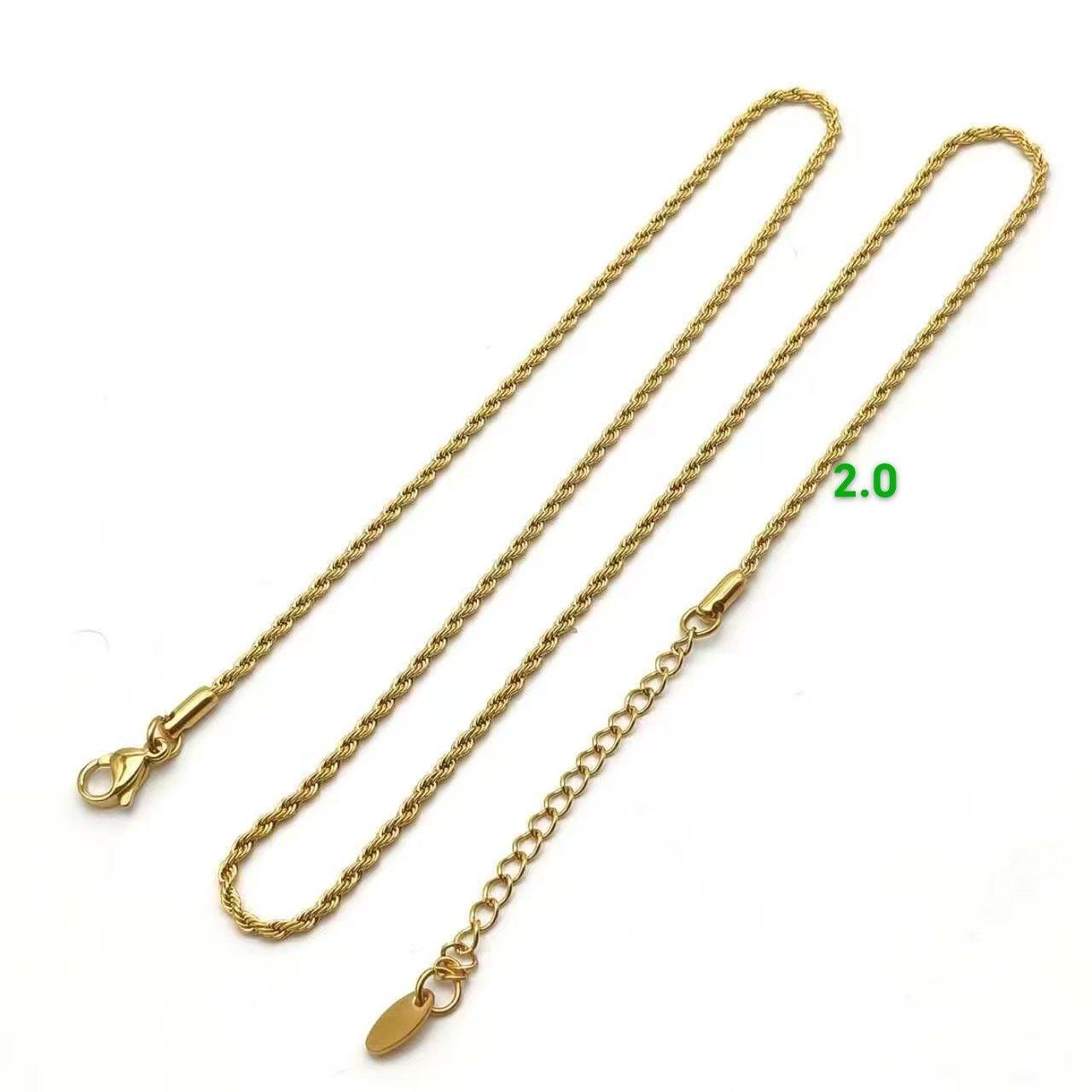 Stainless Steel 2.0 Twist Chain Plated 18K Gold Necklace Non-Fading Jewelry Chain Women's Clavicle Chain Men's Necklace Accessories