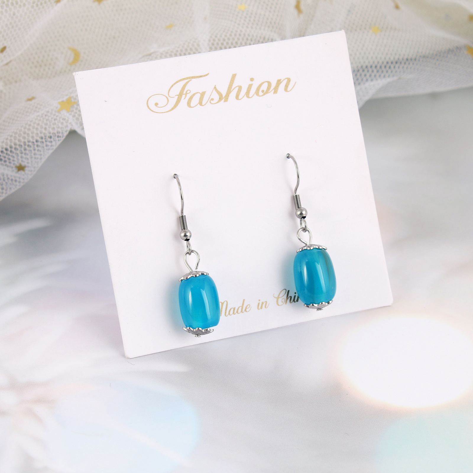Simple Style Geometric Agate Plating Drop Earrings 1 Pair