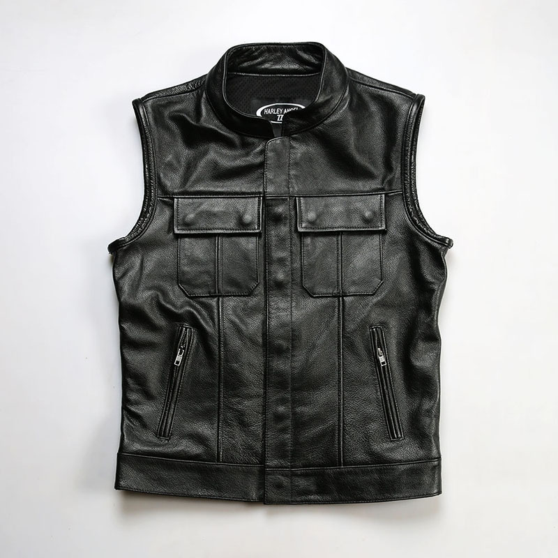 Club Harley Vest Sons of Anarchy Genuine Leather Vest Men's Plus Size First Layer Cowhide Motorcycle Vest