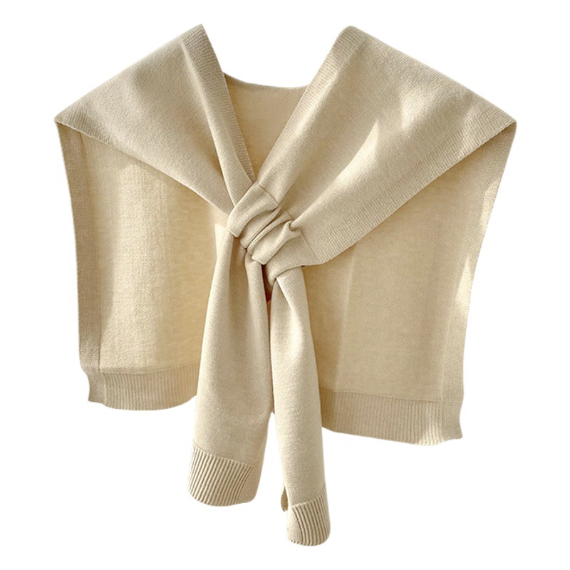 Internet Celebrity Knitted Solid Color Cross Small Shawl Women's Office Air Conditioned Room Neck Protection Decorative Small Waistle False Collar