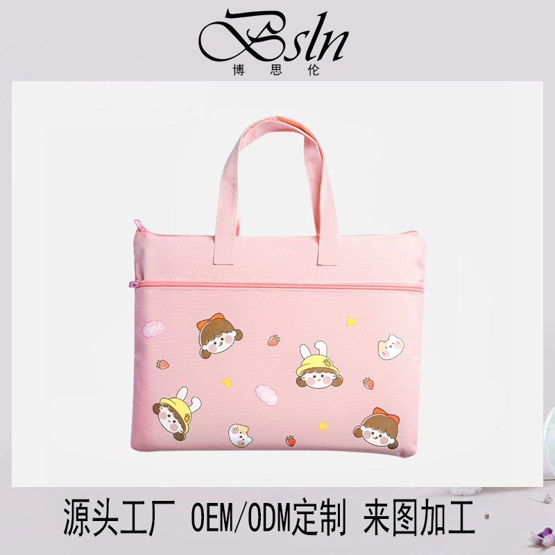 Cute linen bag, capacious study bag for folders, 2023