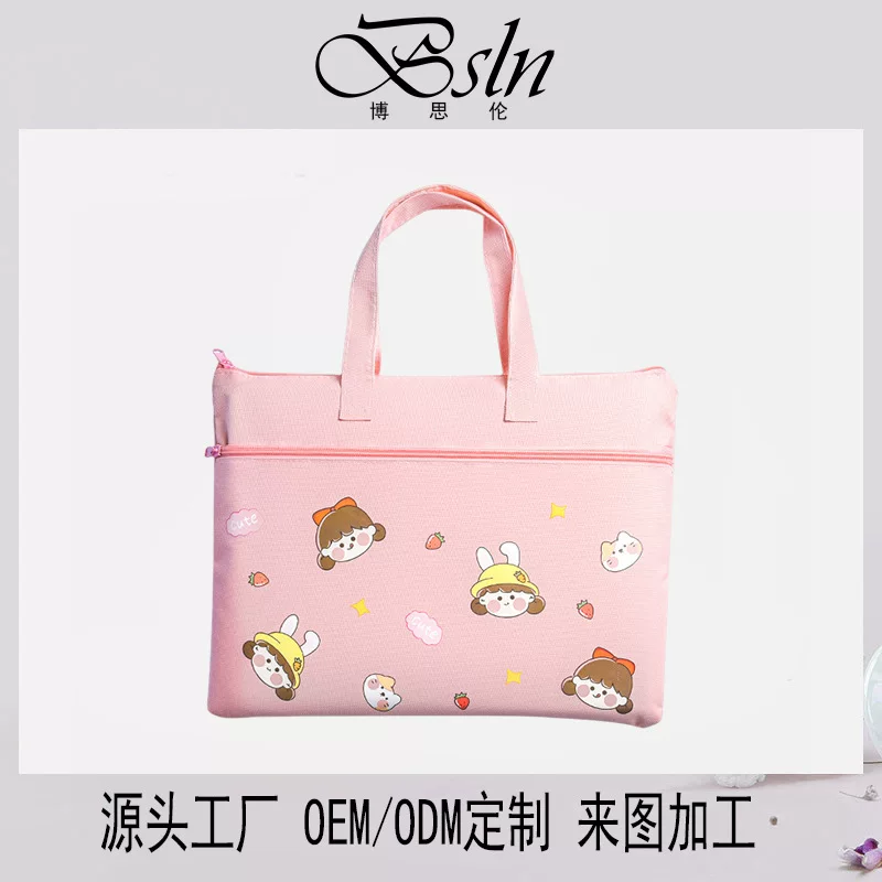 Cute linen bag, capacious study bag for folders, 2023