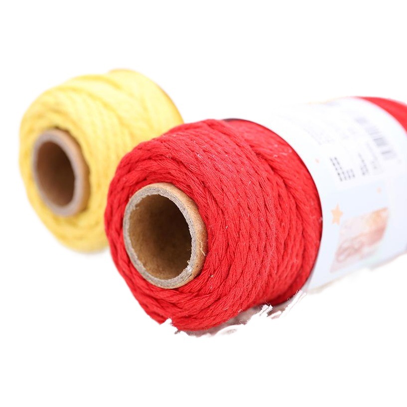 Directo de fábrica 3mm4-strand hilo de algodón de color DIY cuerda hecha a mano tejida Bohemia tapiz hilo cinta