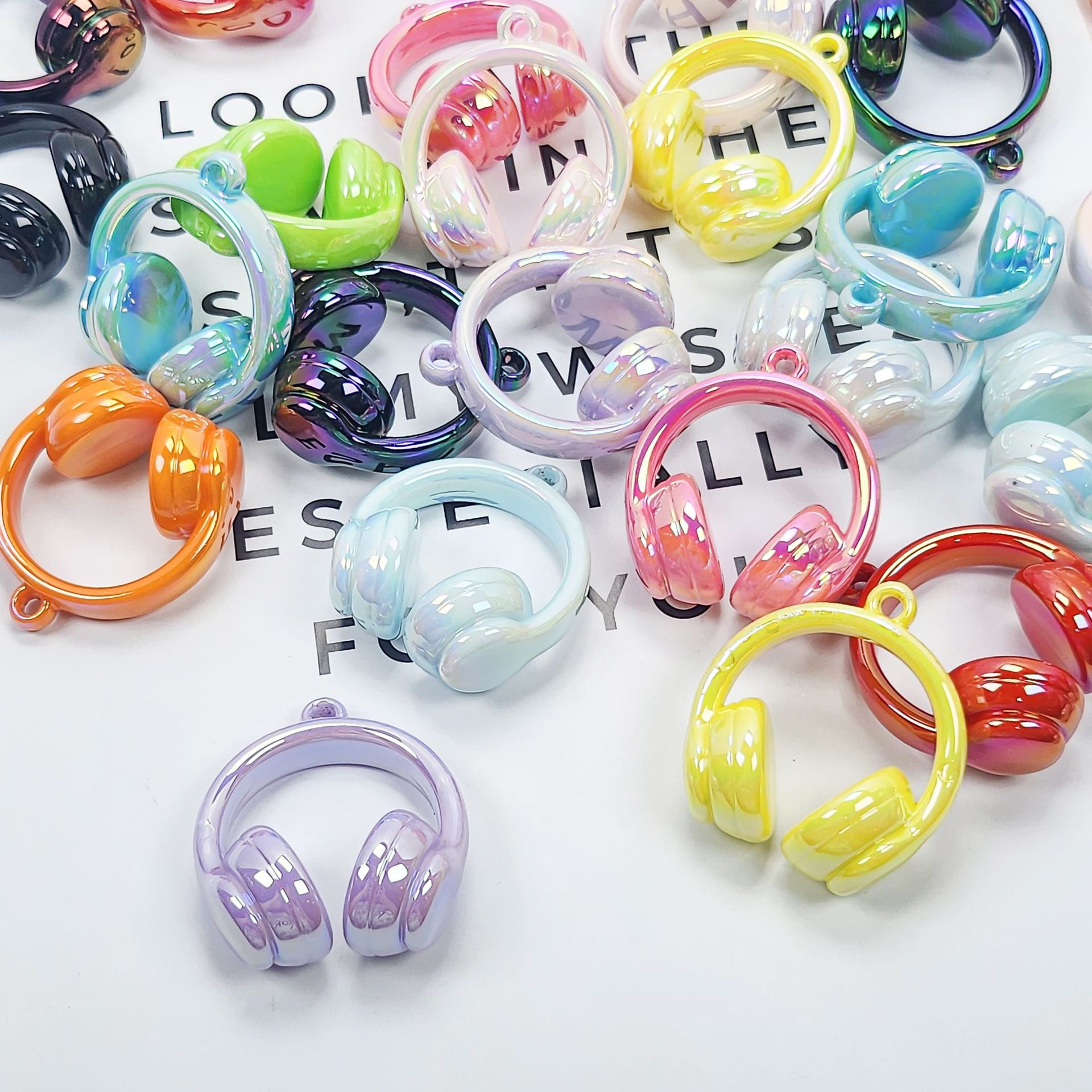 アクリルペイント 2 色グラデーションヘッドフォンビーズぶら下げ穴ビーズ diy 携帯電話チェーンペンダントネックレス素材ジュエリーアクセサリー