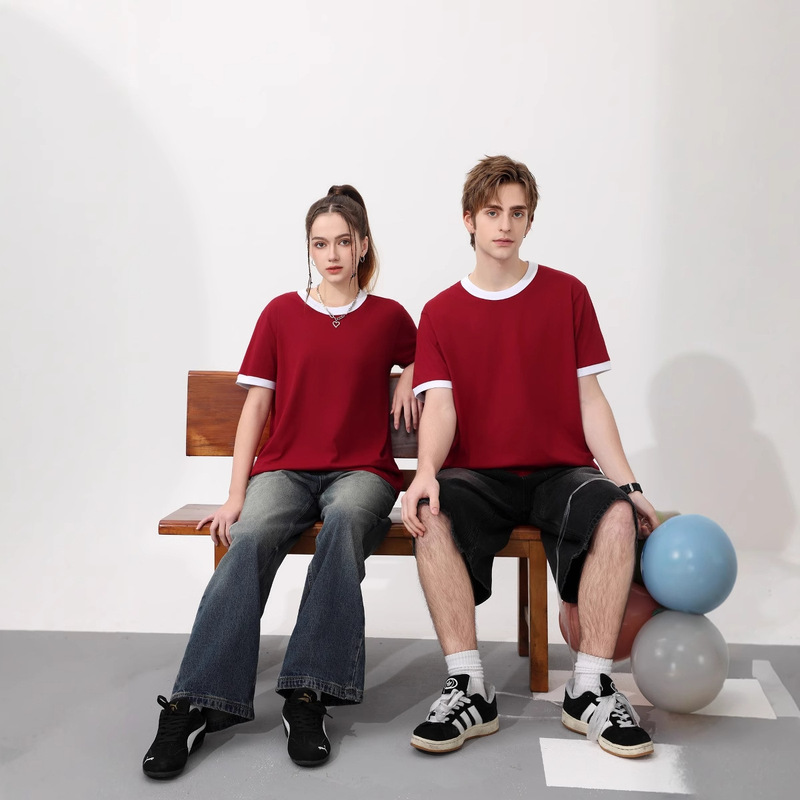 2025 Couple's Matching Versatile Round Neck Short Sleeve T-Shirt Tops for Men and Women Class Uniforms Event Cultural Shirts Group Uniforms T-Shirt