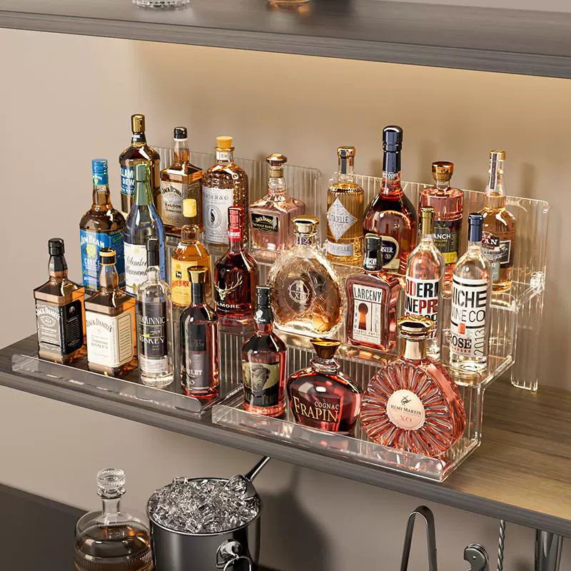 ⇓Wine cabinet multi-layer storage rack wine rack display rack step-type acrylic desktop bar mini wine storage