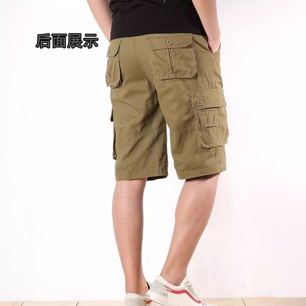 Moda nuevo verano más el tamaño de los hombres ropa de trabajo de gran bolsillo playa casual pantalones cortos de algodón listo para usar lavado moda