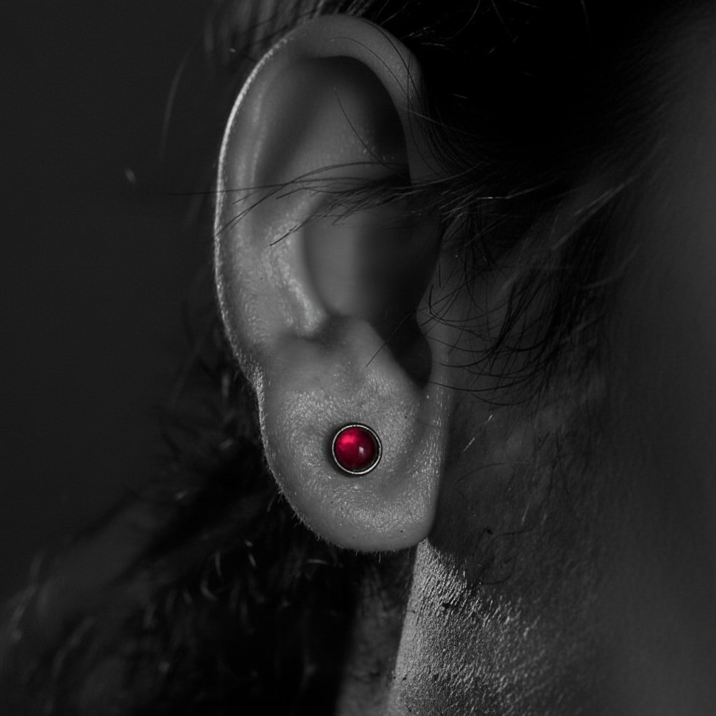 Pendientes de zirconia roja para hombre y mujer, estilo retro_voghion.com