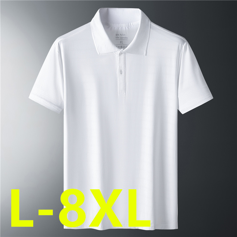 Camiseta de polo de seda de hielo para hombres de manga corta de verano de malla grande secado rápido con camiseta de cuello juvenil de mediana edad ropa casual de media manga