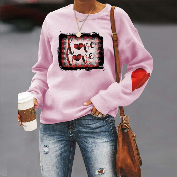 Women's Hoodies Long Sleeve Rib-knit Casual Letter Heart Shape display picture 3