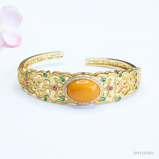 Xinyu natural amber bracelet old beeswax open bracelet bracelet palace wind jewelry wholesale HP4110703L