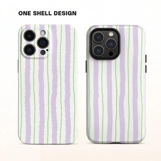 奶油条纹适用苹果17pro手机壳iPhone16/15菲林二合一14硬新款小众