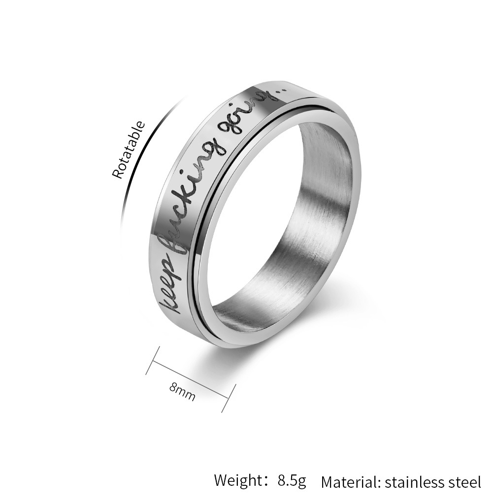 Simple Style Letter Titanium Steel Polishing Rings 1 Piece
