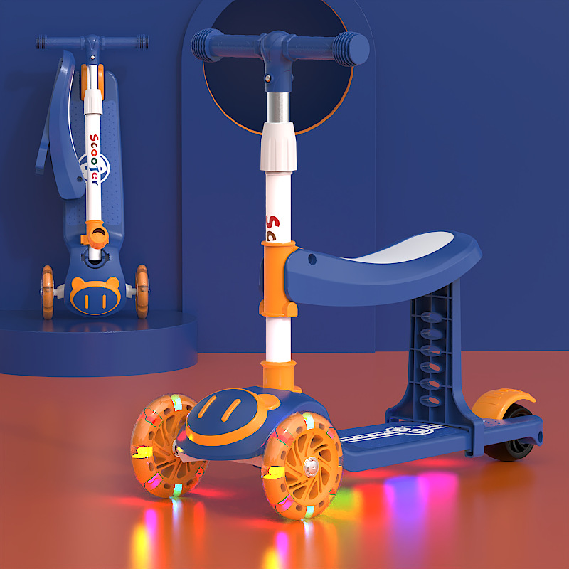 Spot de comercio exterior scooter al por mayor para niños tres en uno sentado y resbaladizo para hombres y mujeres, música para bebés, patinaje ligero