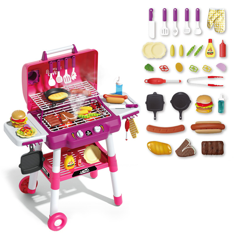 Comercio exterior Spray para niños Burger Hot Dog Barbacoa Cocina Simulación de cocina Brochetas Barbacoa Juguetes de juego