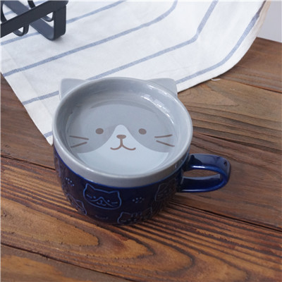 Japan Hapi CAT Mack Cup con tapa suave gatito taza de café desayuno taza de leche taza de agua
