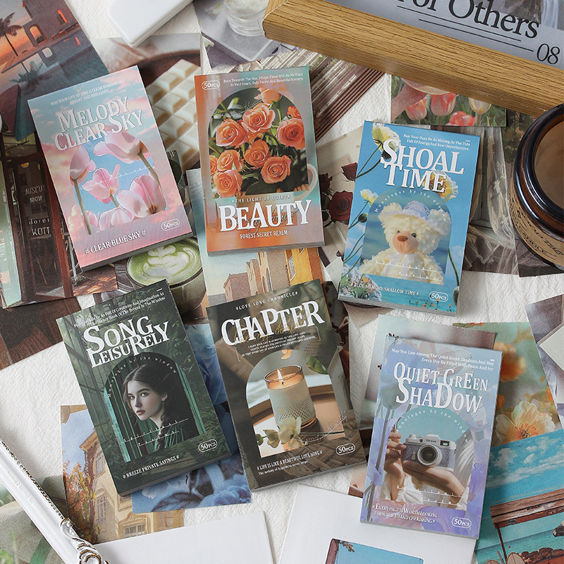 Capítulo de estilo papel de notas retro material no adhesivo papel transfronterizo libro de mano diario material de decoración base frijol libro