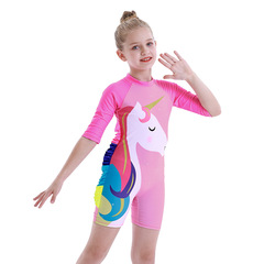 2023 New Cute Girls' One-Piece Swimwear Quick-Drying Sun Protection Unicorn Princess One-Piece Swimsuit Vacation