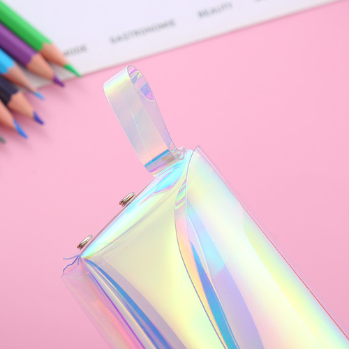 ins Japanese high-looking transparent laser pen bag boxed cute candy girl heart large-capacity stationery box wholesale