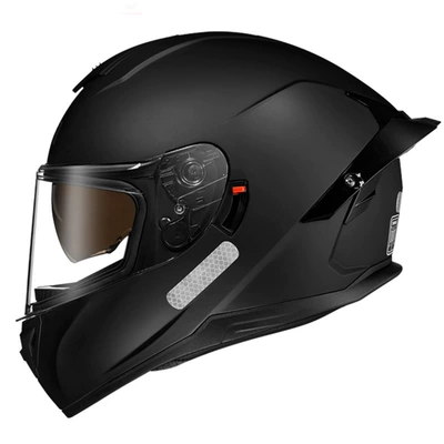3C/DOT certification motorcycle helmet double lens big tail bluetooth full helmet unisex electric car helmet (Motosiklet kaskı (dəbilqə)) - subblack-transparent-m