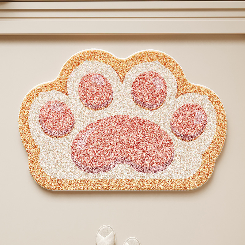 Cartoon Cat Imitation Cashmere Thickened Floor Mat Bathroom Water-Absorbent Non-Slip Easy to Clean Carpet Living Room Balcony Decorative Floor Mat