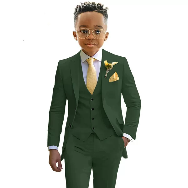 Amazon Aliexpress Boys' Solid Color Three-Piece Suit Children's Birthday Stage Performance Suit with a High-End and Stylish Look